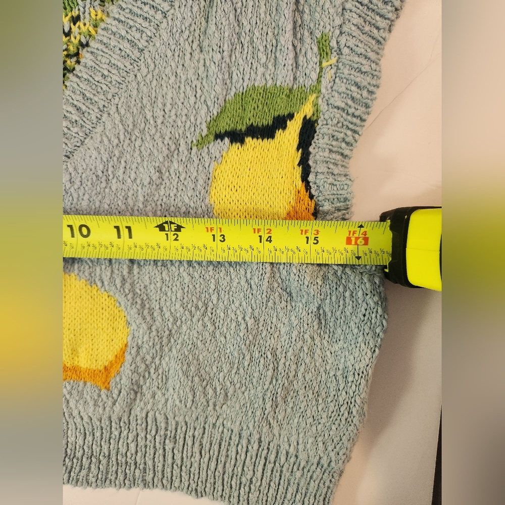 Anthropologie Maeve Melanie Shrunken Cardigan Blue Lemon Sweater Vest Size Small - Picture 11 of 11